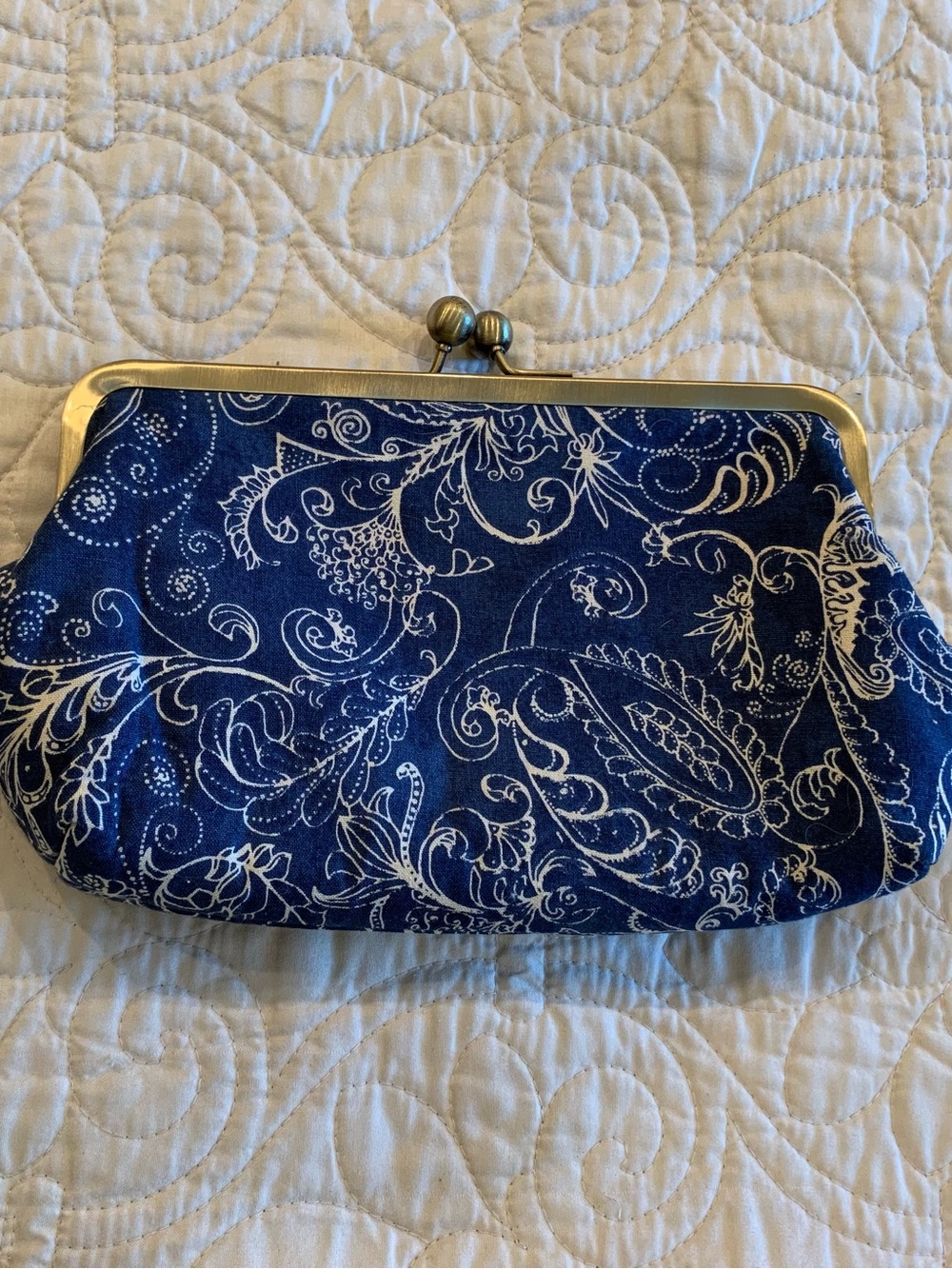 Blue Paisley Kiss-Lock Clutch Purse